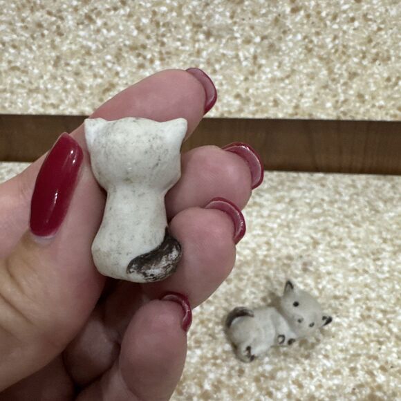 Set Of 3 Ceramic White And Gray Cats Vintage - Picture 3 of 8